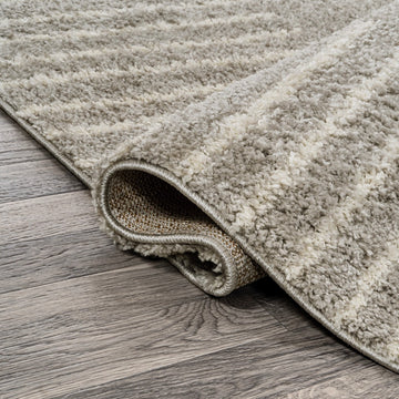Petra Abstract Stripe Geometric Shag Area Rug
